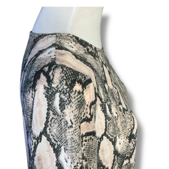 Worthington Women's Snake Print Blouse Ballon Sleeve Black Pink Blush Top XS - Picture 8 of 16